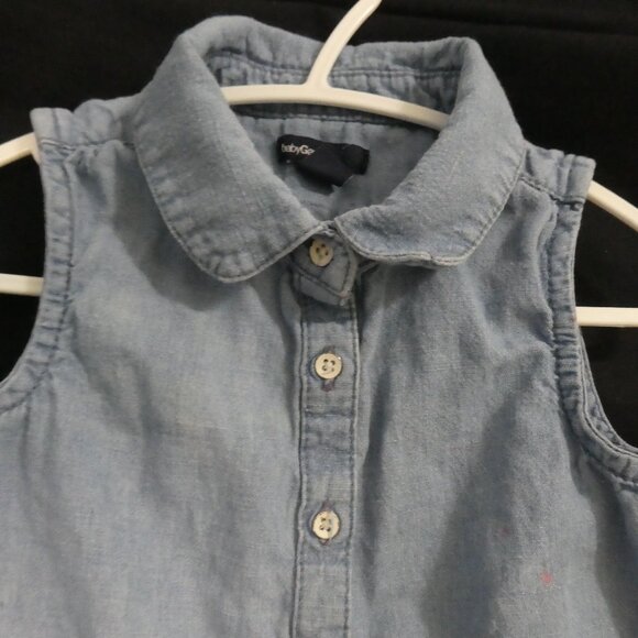 BABY GAP Toddler 3 years Button-Up Sleeveless Denim Dress With Collar - Picture 4 of 15